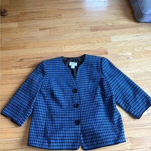 TanJay Blue and Black Houndstooth Blazer